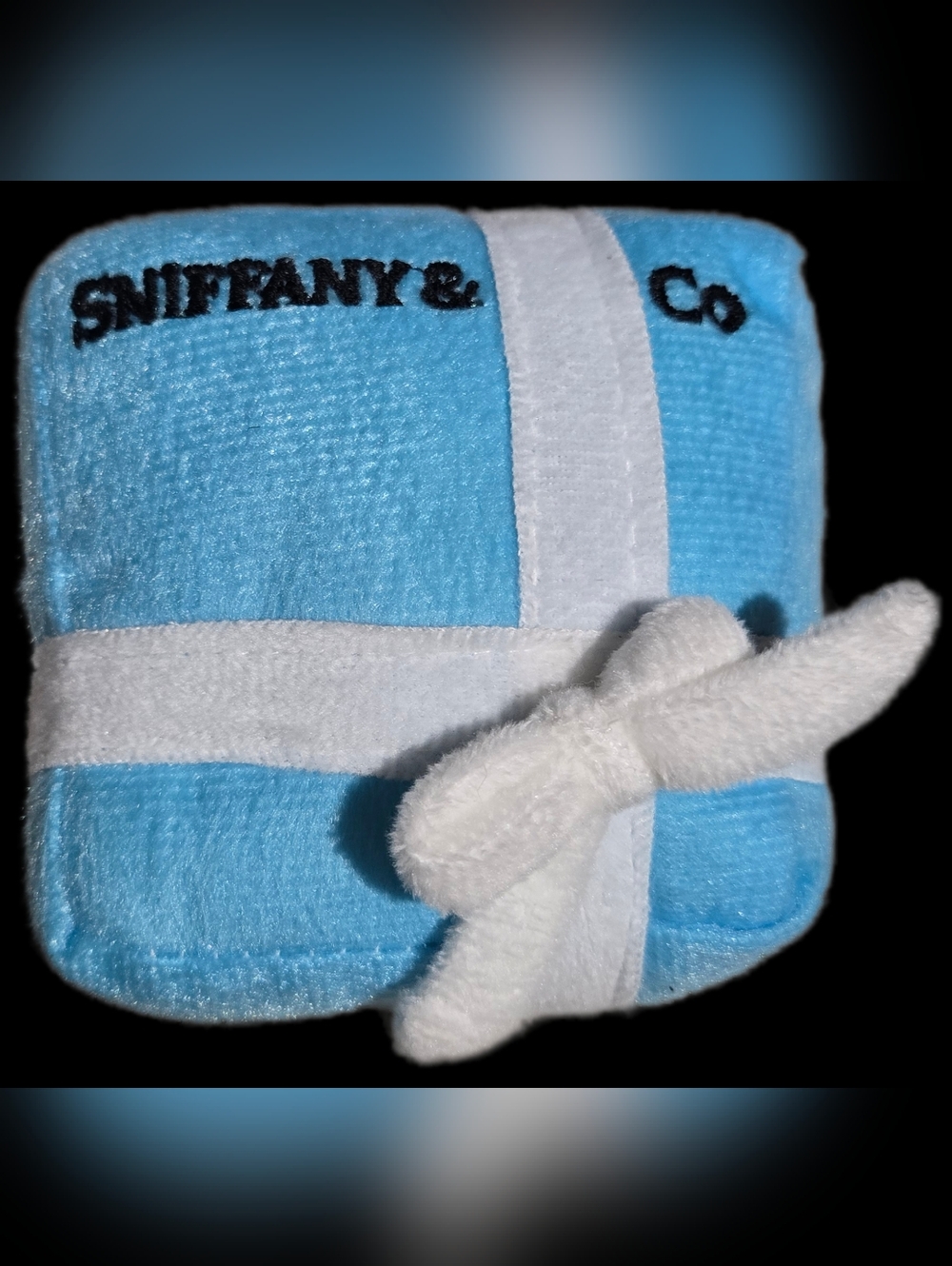 Sniffany & Co Blue Gift Box with White Bow - DOG SQUEAK TOY